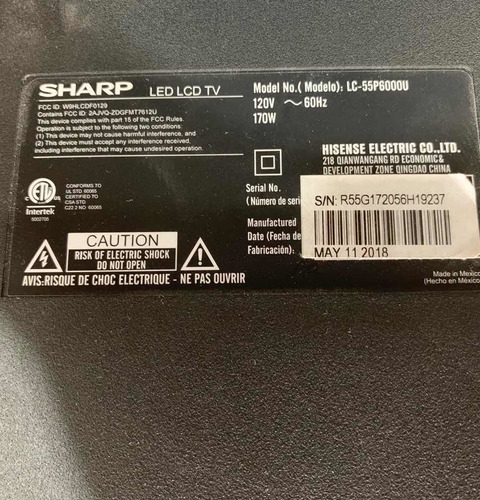 Bocinas Para Pantalla Sharp Lc-55p6000u (Usado)