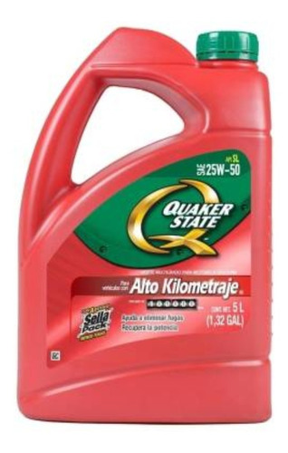 Aceite Motor 25w50 Alto Kilometraje Garrafa 5 L Quaker State