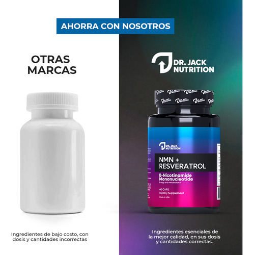 Nmn + Resveratrol - Antienvejecimiento 60 Capsulas | Dr Jack Nutrition