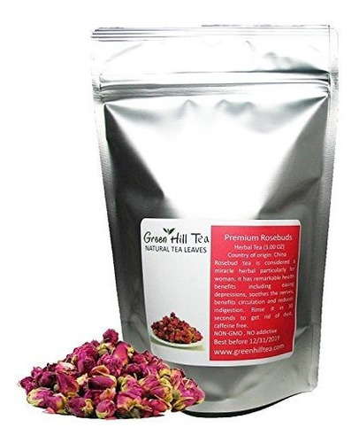 Herbal Tea, Greenhilltea Premium Dried Los Brotes De Rose De