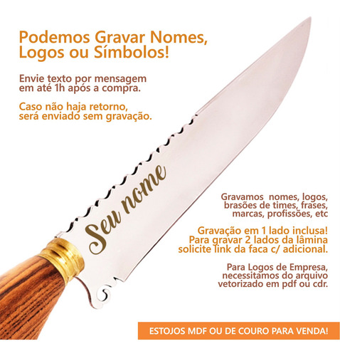 Faca Bandeira Do Brasil Churrasco Inox Personalizada C/ Nome