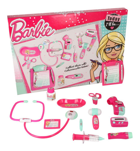 Barbie Set Doctora Caja C Estetoscopio + 12 Acc D124 Mattel