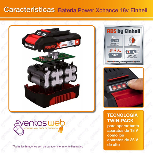Imagen 3 de 5 de Bateria Sola Familia 18v Einhell Power X-change 4 Amp