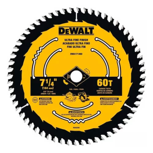 Disco Sierra Dewalt 7 1/4'' 60 Dientes Dwa 171460