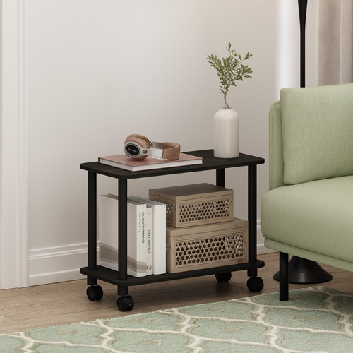 Mesa Auxiliar Rectangular Moderna Con Ruedas Color Espresso