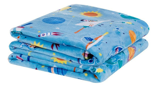 Manta Solteiro Infantil Cobertor Macio Estampado Astronauta