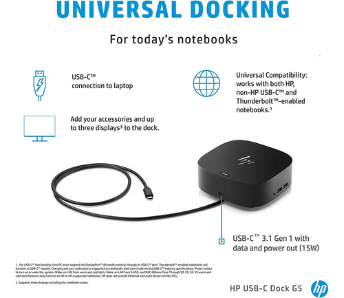 Estación De Acoplamiento Hp Usb-c Essential Dock G5 Con Docz
