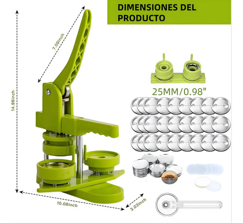 25mm Máquina Para Fabricar Botones Insignia Kit+100 Chapitas