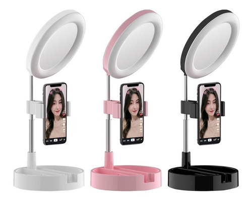 Imagen 1 de 8 de Espejo Para Maquillaje Tocador Soporte Celular 3 Luz Led Usb