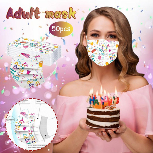 J Mask 50 Piezas De Impresión De Feliz Cumpleaños Para Adult