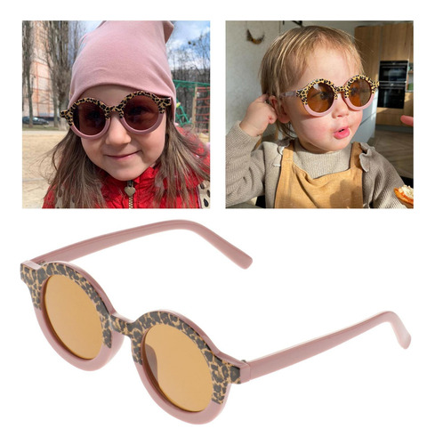 2 Gafas Sol Para Niños Pequeños Gafas Redondas Rosa