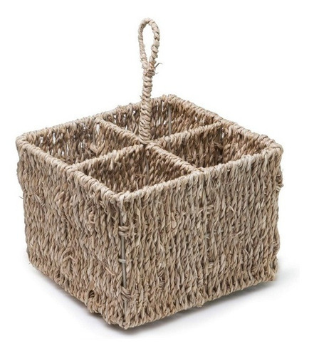 Porta Talheres Quadrado Natural, 15,5 x 25 x 33 cm, estilo Mimo