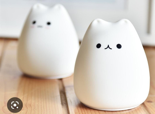 Imagen 2 de 7 de Lampara Silicona Gatito Kawai Multiples Colores Espanta Cuco