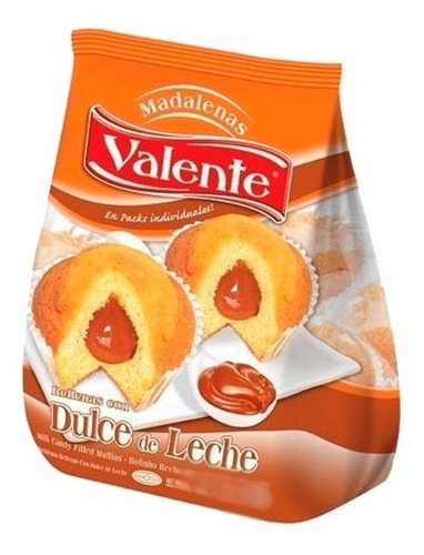 Magdalenas Valente Dulce Leche 250 Grs X 10 Unidades