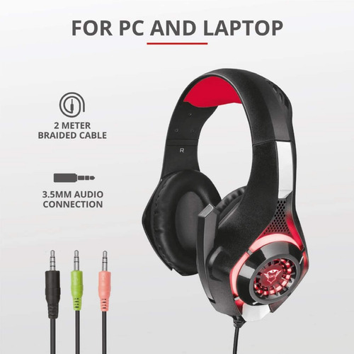 Imagem 4 de 8 de Headset Gaming Trust Gxt313 Nero Led 40mm Usb 3.5mm
