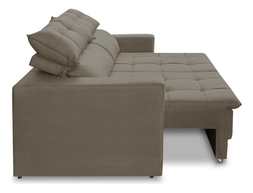 Sofá Retrátil Reclinável 3 Lugares 1,90m Molas Emily Suede Cor Cappuccino