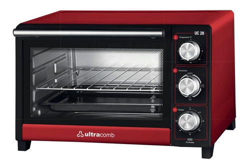 Horno Electrico Ultracomb Uc-28 1500w 28lts Rojo 12cts