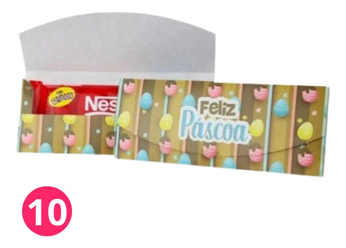 10 Envelopes Embalar Barra Chocolate Decorado Páscoa