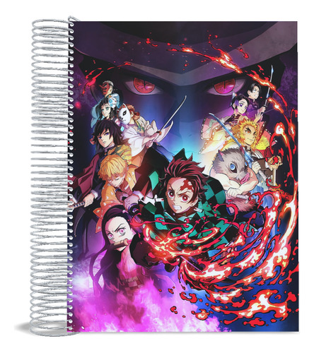 Caderno Capa Dura Demon Slayer 20 Matérias 400 Folhas Branco