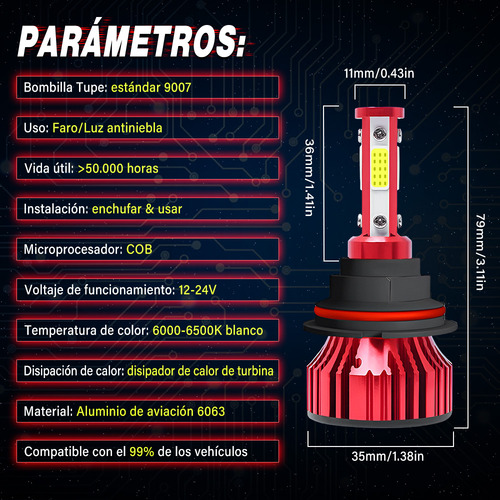 9007 Kit De Focos Led Para Dodge Stratus 2001-2005 2006