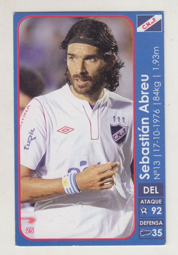 Futbol Uruguay Club Nacional Sebastian Abreu Tarjeta 2012 