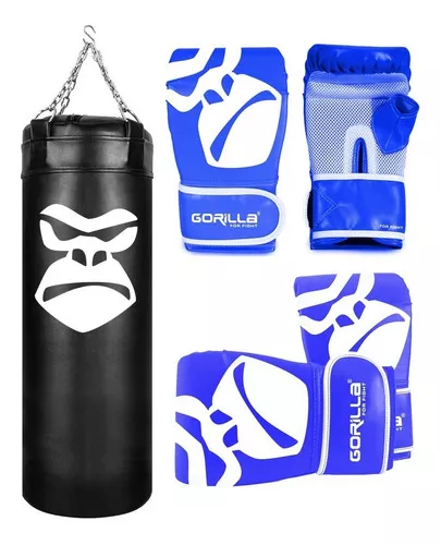 Saco de boxeo Kit Família Adulto Criança Gorila Presente Box Boxe Muay Thai  Luta 100cm de altura 33cm de diámetro 50kg azul