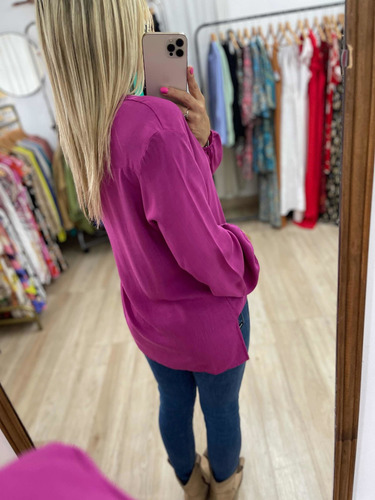 Imagen 7 de 9 de Blusa Cuello Mao Manga Larga De Lino The Big Shop