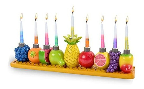 Ner Mitzvah Resina Pintada A Mano Hanukkah Menorah - Tema Me