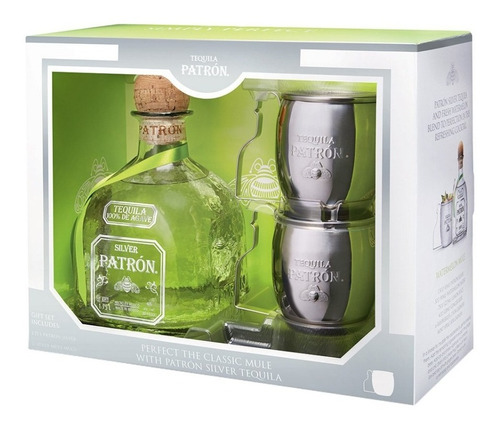 Tequila Patron Silver + 2 Vasos, Estuche Edición Limitada