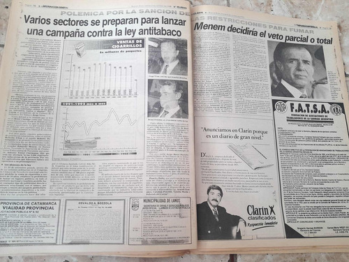 Diario Clarín Pinti Alcon Menem 6 10 1992 (Usado)