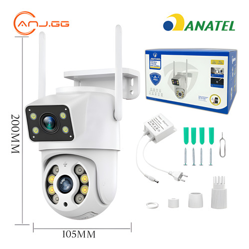 Kit 2 Câmeras Segurança 360° Sensor Movimento Lentedupla