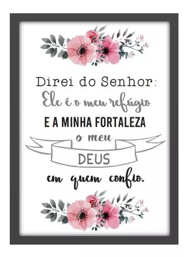 Quadro Decorativo em Azulejo Salmo 91 Ele é o meu Deus - Divino