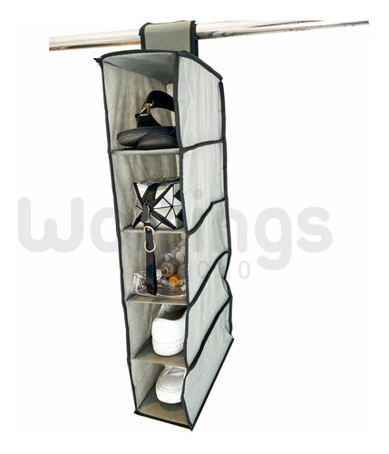 Imagen 2 de 8 de Organizador Placard Colgante 5 Compartimientos 15x30x70 Tela