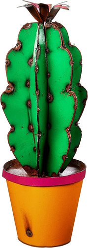 Cactus En Maceta Con Arte De Jardín De Flores, Multi