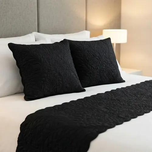 Kit Peseira Matelada Solteiro Capa De Almofada Cama Luxo Preto Matelada