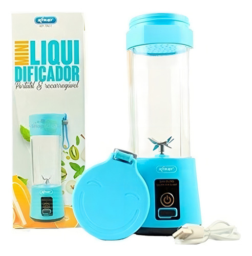 Liquidificador portátil Knup KP-TA01 380 mL con USB azul e jarra de plástico