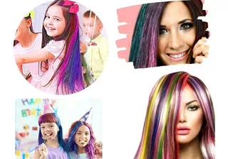 6 Tizas Tinte Temporal Fiesta Para Cabello Niñas Adultos