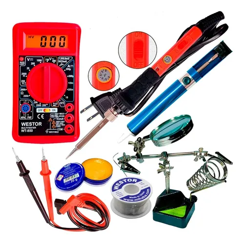 comprar Kit Multímetro Multitester\u002Fcautín\u002Fsoporte Lupa\u002Fsuccionador