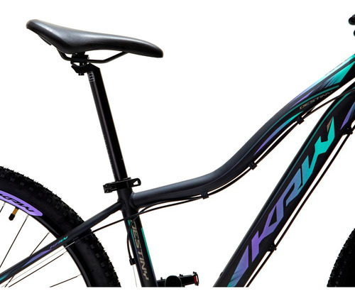 Bicicleta Aro 29 Krw Alum 27v Shimano Acera Hidrál Trava S31 Cor Preto/lilas E Turquesa
