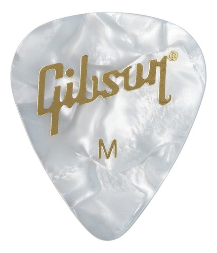 Imagem 1 de 4 de Gibson Palheta Pearloid White Medium Aprw12 74m (pack C/ 12)