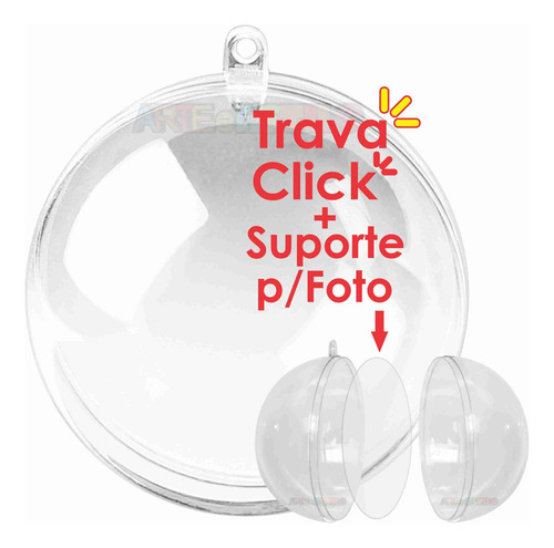 300 Esfera De Acrílico 6,5 Cm Bola Transparente Nitida Natal