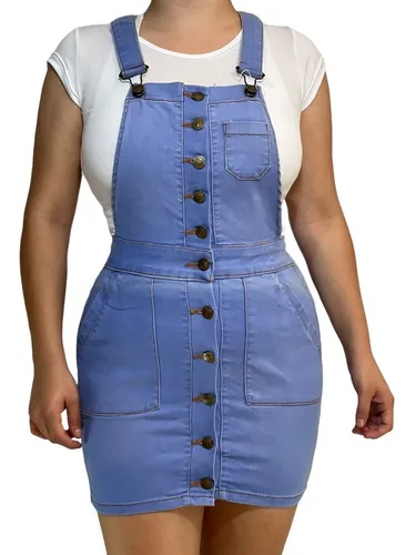 Jumper Mezclilla Vestido Dama Strech Levantapompa Cuotas sin inter s