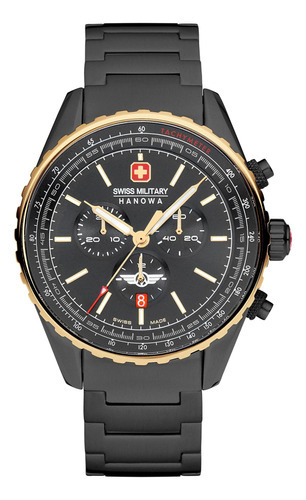 Reloj Swiss Military Smwgi0000341 Para Hombre Cronografo Color de la malla Negro Color del bisel Negro Color del fondo Gris