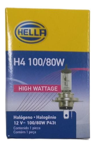 Lampara Hella Halogena 12v 100/80w H4 P43t Hl-h023