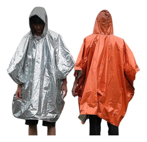 Poncho Impermeable Capa Lluvia Emergencia Térmica Reflectiva