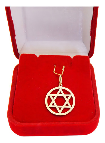 Pingente Estrela De Davi Em Ouro 18k Polida 18mm Grande Cor Amarelo