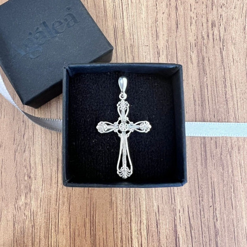 Imagen 4 de 10 de Dije Cruz De Plata .925 Oxido Mujer Hombre Agálea Joyería