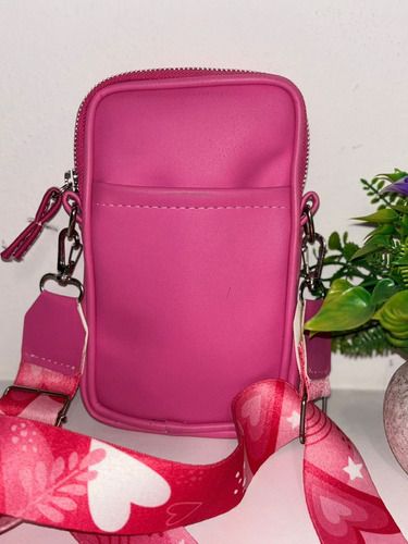 Portacelular Cartera Cuero Sintético Fucsia 