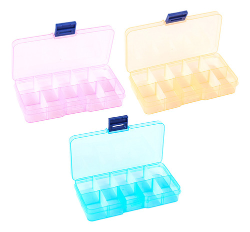 Caja Pequeña De Plástico Para Guardar Joyas Y Clavos, 3 Unid