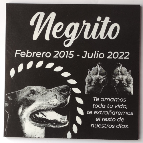 Grabado Laser Lápidas Placas Mármol Porcelanato Mascotas